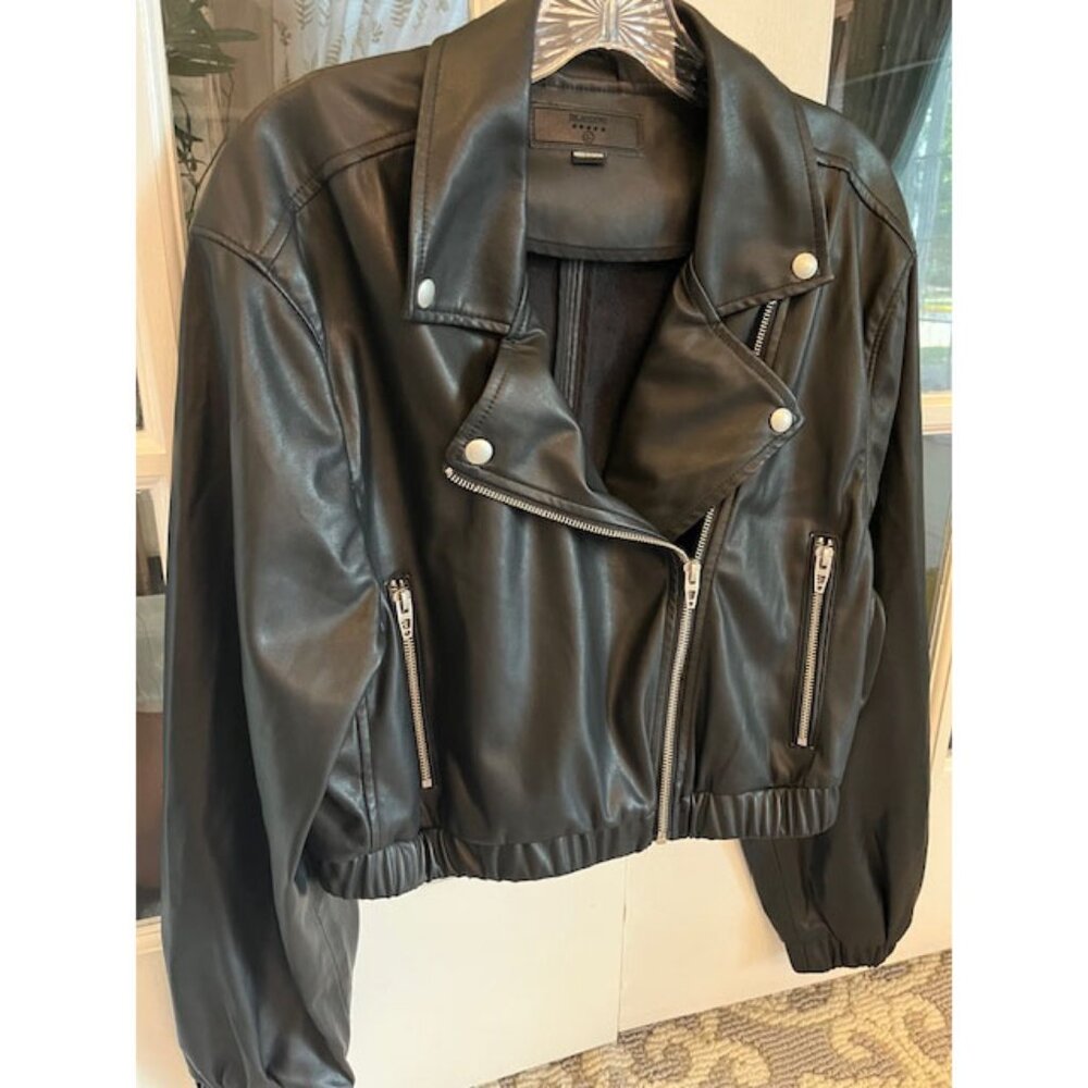 Blank NYC Vegan Leather Bomber Moto Jacket Size L
